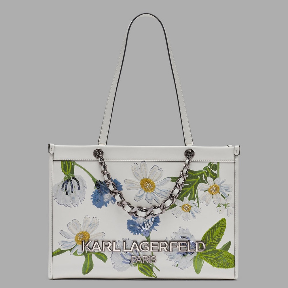 NEW Karl Lagerfeld SAVOIE FLORAL TOTE WITH CHAIN STRAP